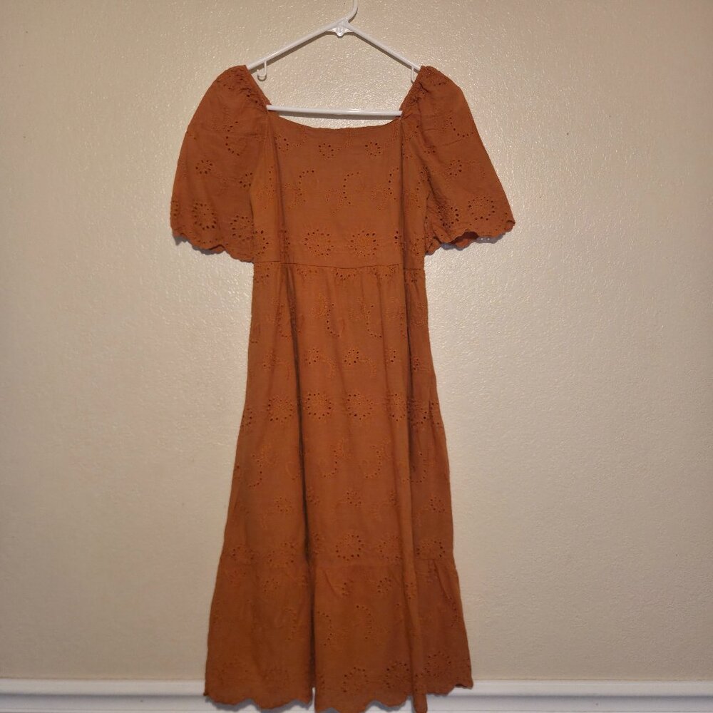 Eunice Women's Medium Short Sleeve Cotton Orange Dress